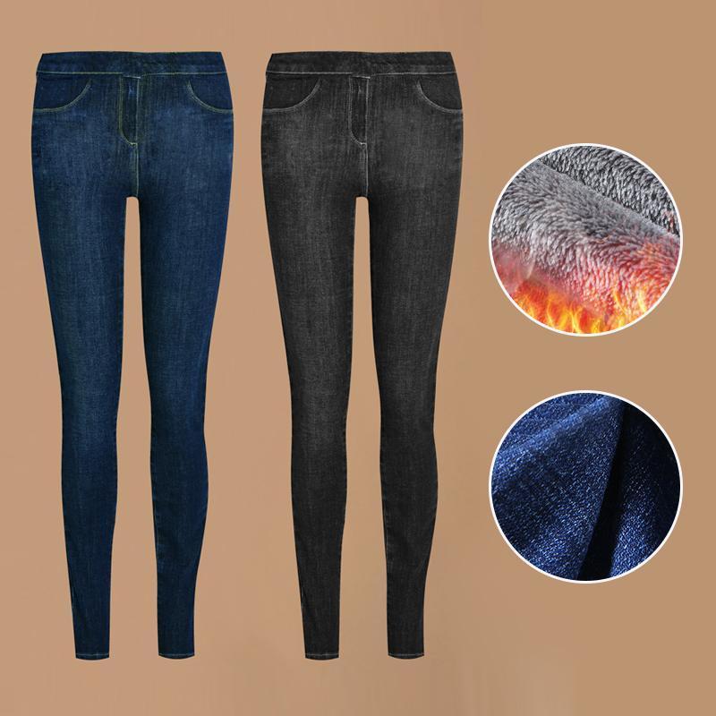 Leggings i Fleecefôret Denim