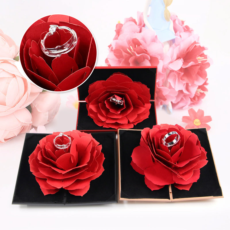 Ringboks med 3D Rose i papir