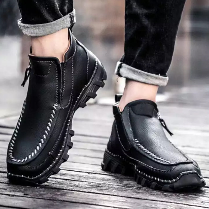 Men's high top side zip boots
