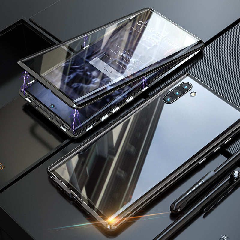 Magnetisk herdet glass Dobbeltsidig telefonveske til Samsung og iPhone