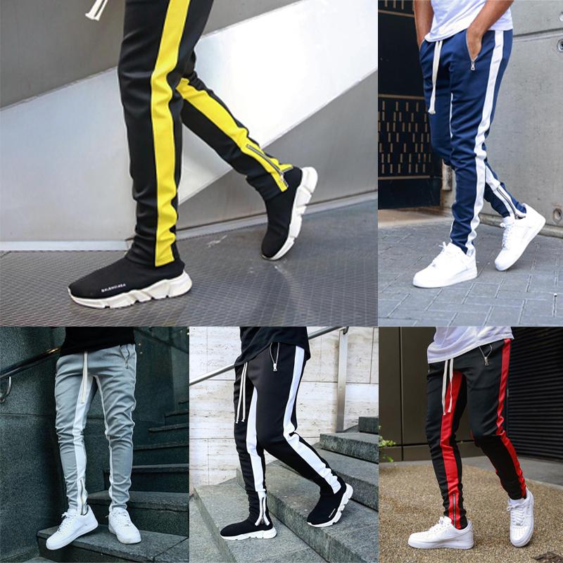 Sidestripe Glidelås Lomme Skinny Joggebukse