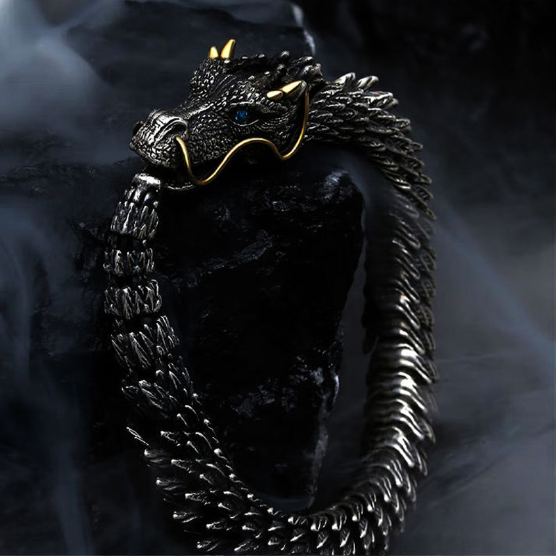 Sølv håndlaget Dragon Chain Armbånd