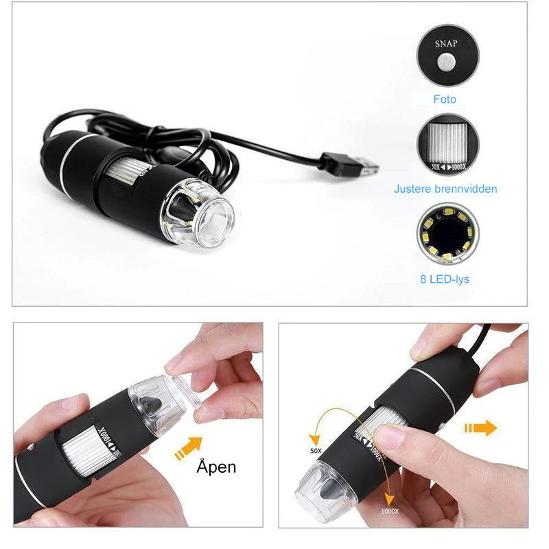 USB digitalt mikroskop ledet pc-tilkoblingsbar