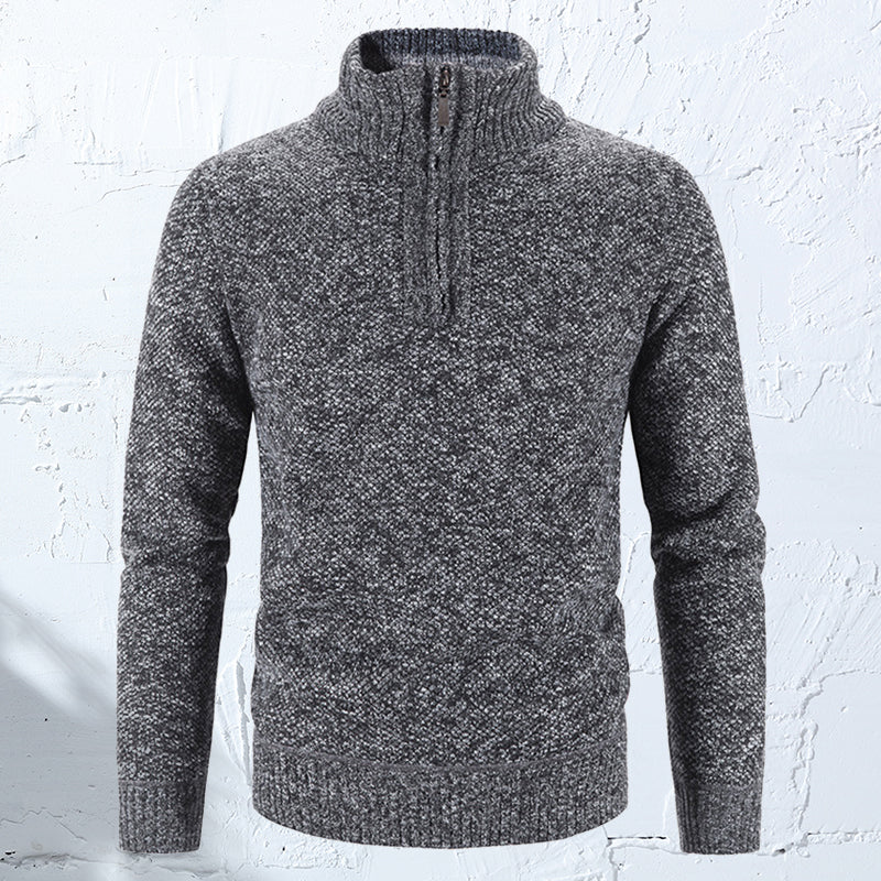 Winter Men's Fleece Sweater Half Turtleneck Knitted Sweaters