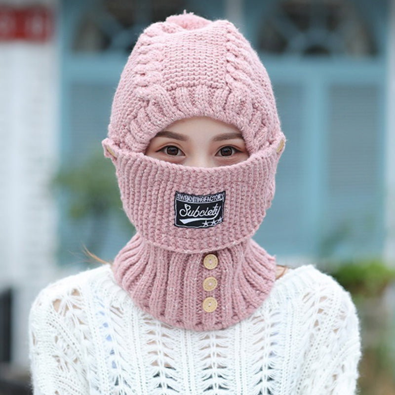 Windproof warm hat with scarf