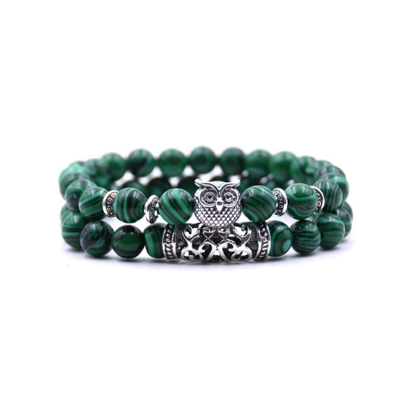 Ugle sjarm naturstein armbånd