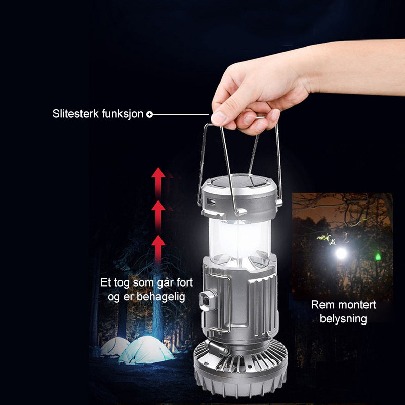 Utendørs LED campinglys med vifte