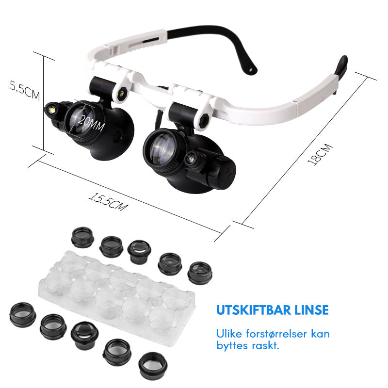 LED-briller Forstørrelsesglas