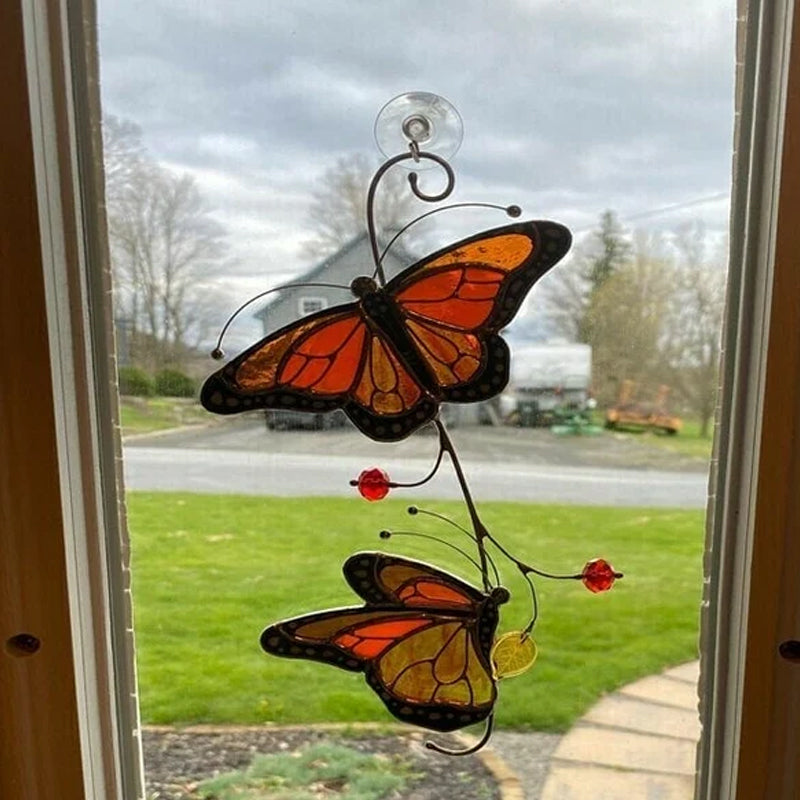 Farget Monarch Butterfly Glass Vindu Dekor