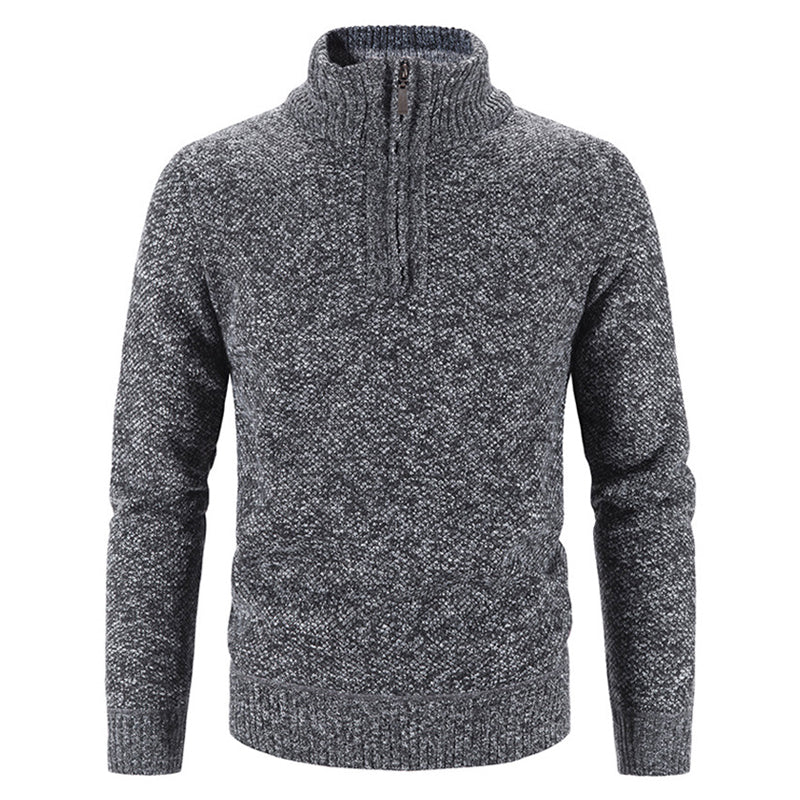 Winter Men's Fleece Sweater Half Turtleneck Knitted Sweaters