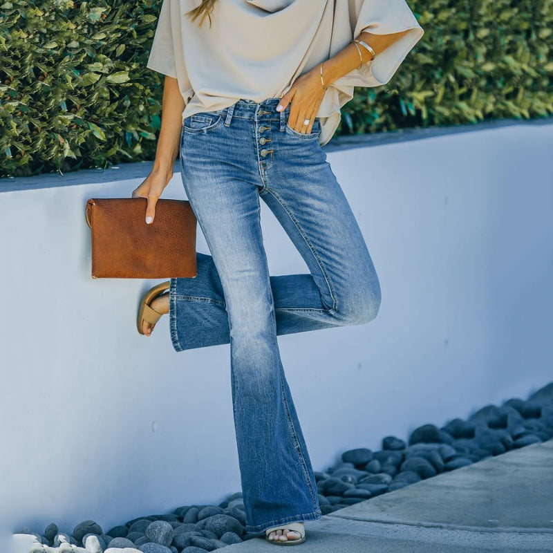 70-talls vintage jeans med høy midje og utsvingte ben