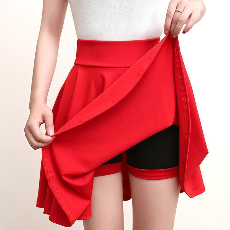 A-line shorts-skjørt med folder og elastisk midje