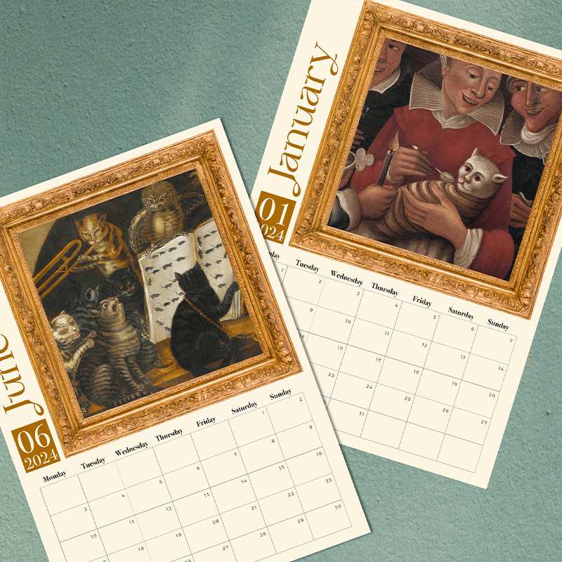 Rare middelalderkatter-kalender 2024