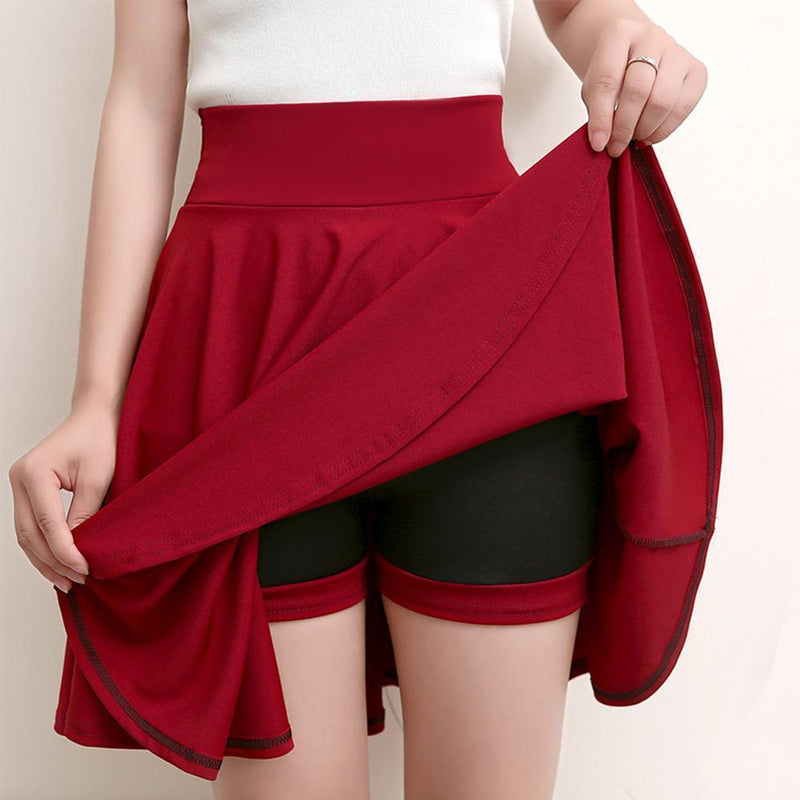 A-line shorts-skjørt med folder og elastisk midje