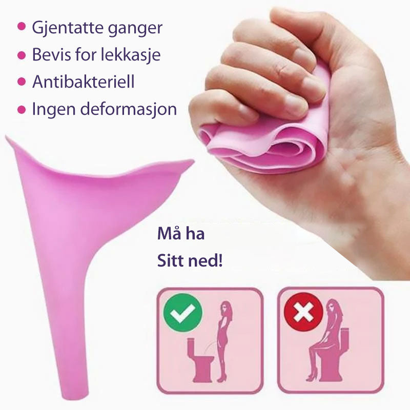 Gjenbrukbare knebelfri kvinnelig urinal