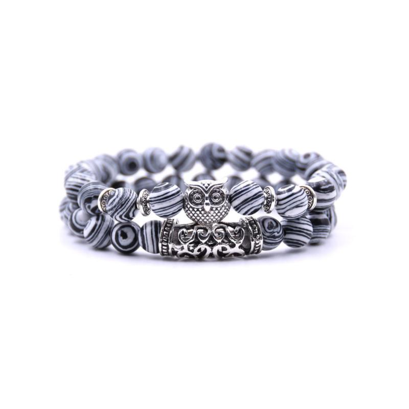 Ugle sjarm naturstein armbånd