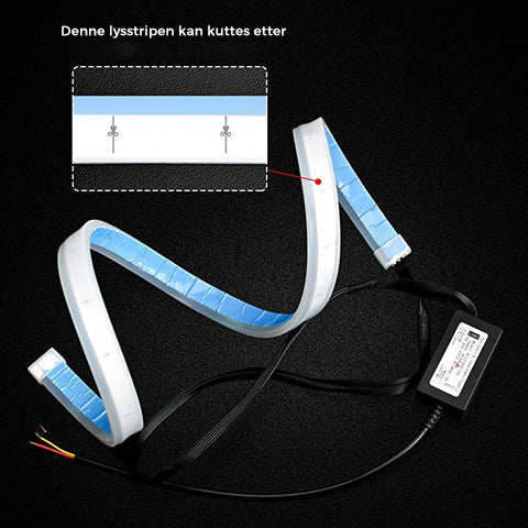 Fleksibel DRL LED-lysstripe for natt og dagtid (ingen demontering av bil nødvendig for installasjon)