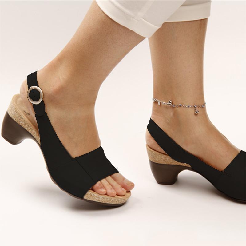 Elegante og Komfortable Sandaler med Lav og Tykk Hæl for Kvinner