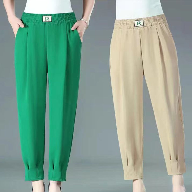 Uformelle bukser med stretchy midje i pluss størrelse for kvinner