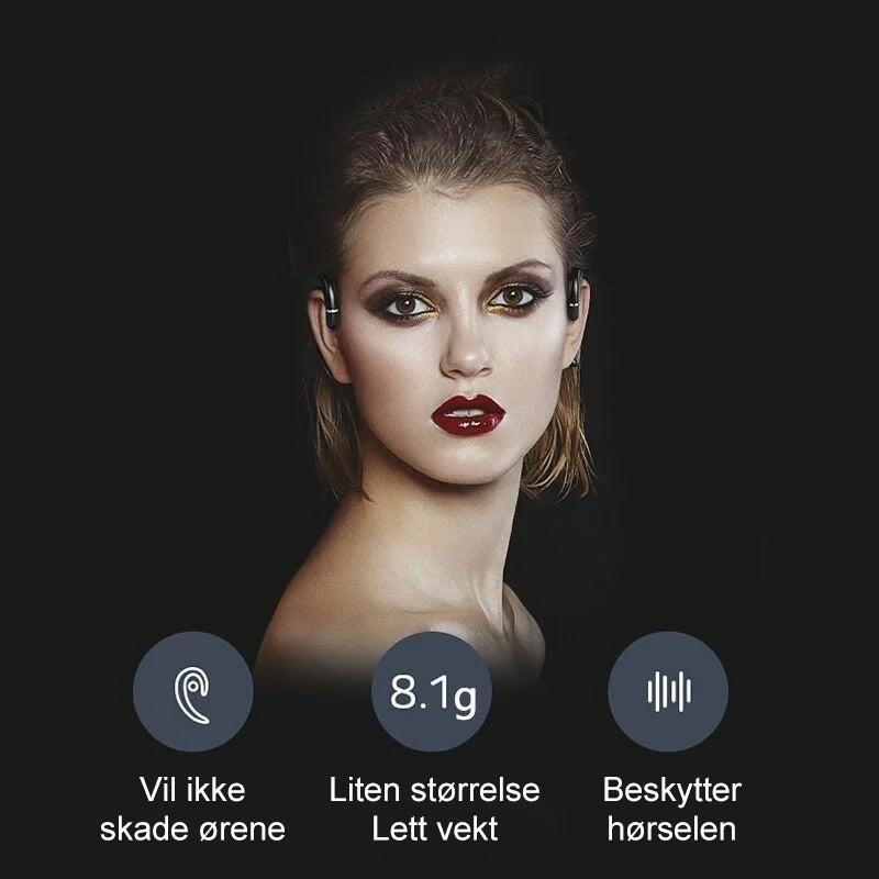 Bluetooth-hodetelefoner med lyd konduksjon gjennom bein