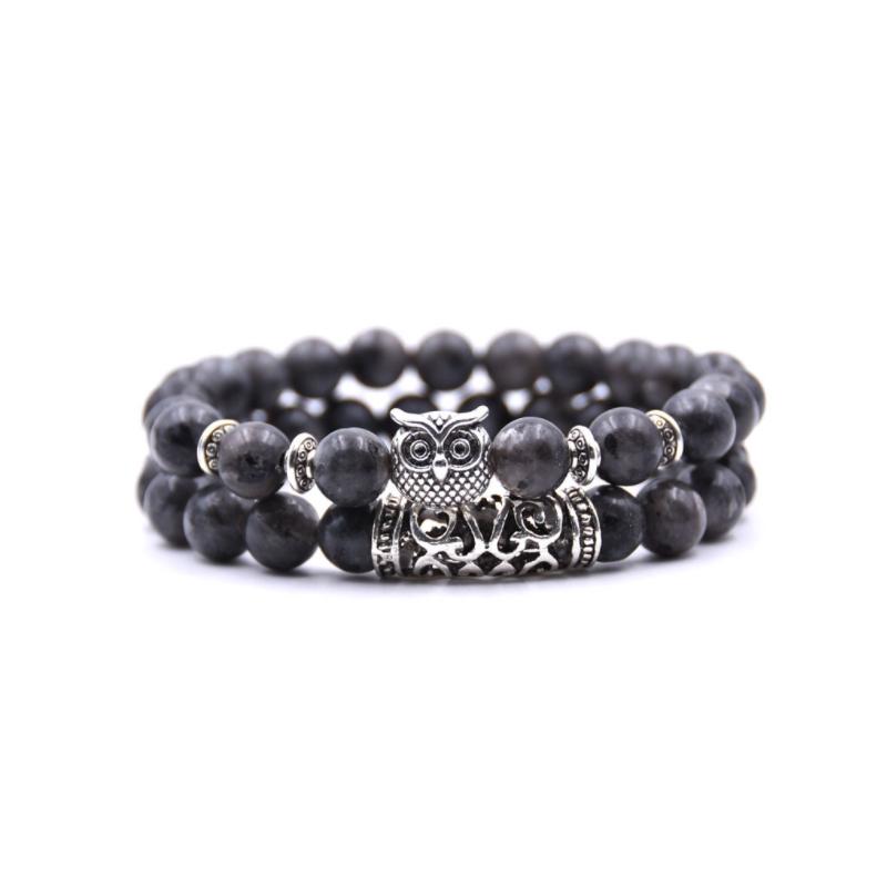 Ugle sjarm naturstein armbånd