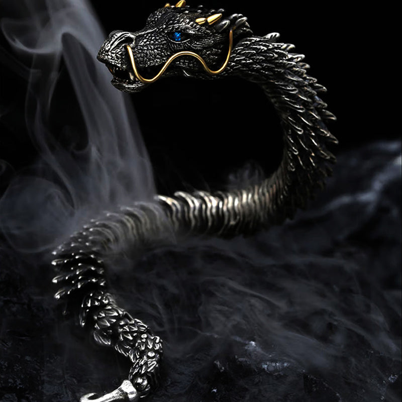 Sølv håndlaget Dragon Chain Armbånd