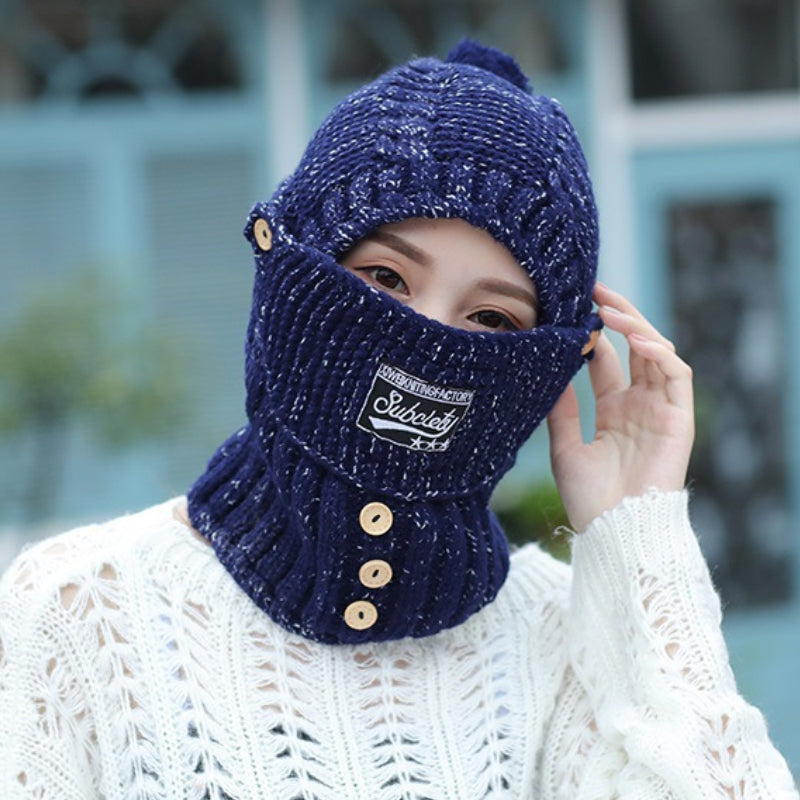 Windproof warm hat with scarf