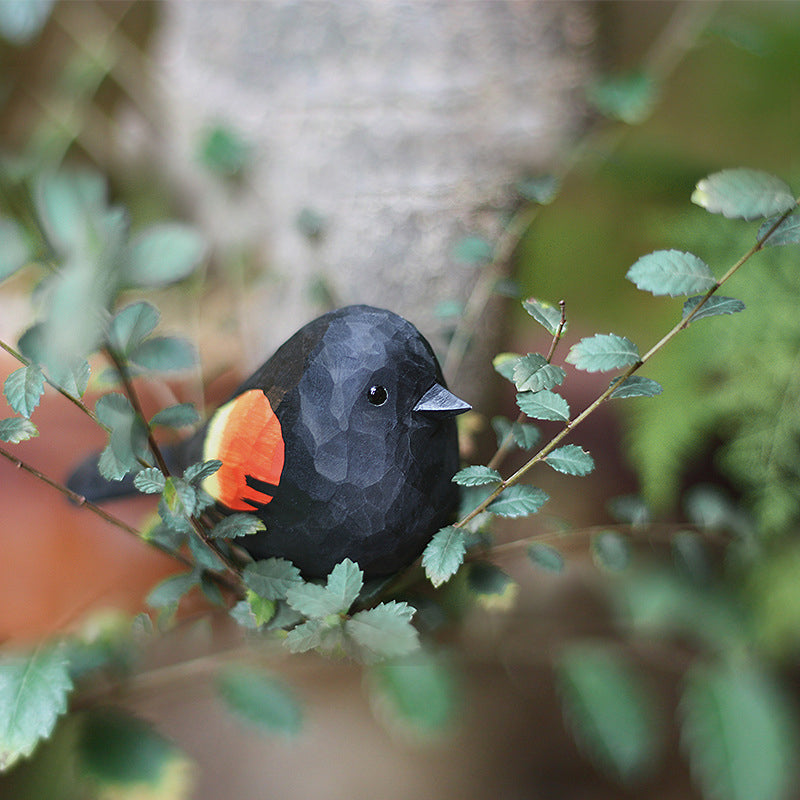 Fat Chirp Bird Wood Carving Ornament