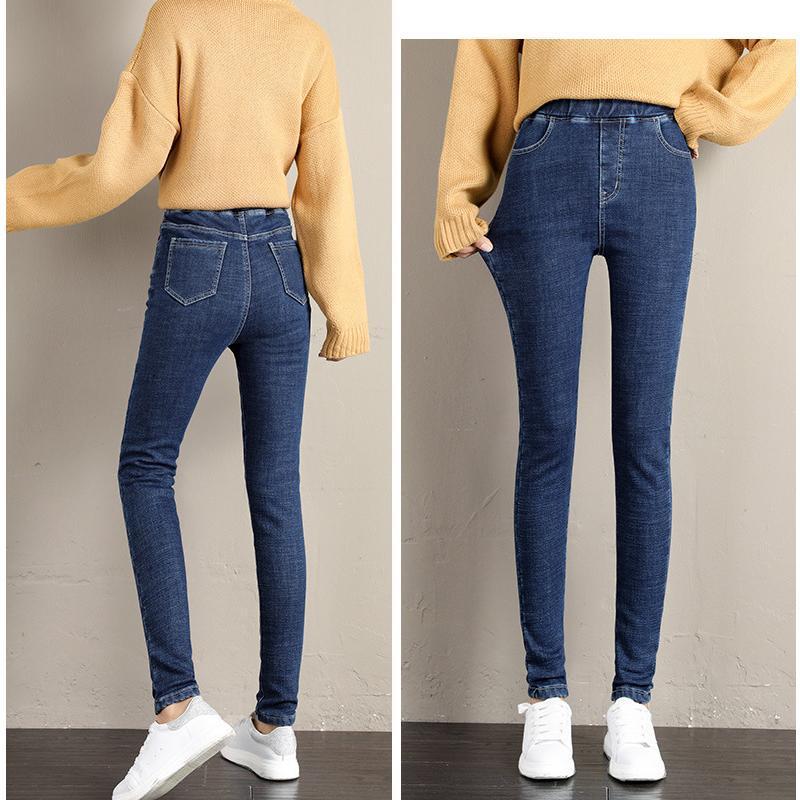 Leggings i Fleecefôret Denim