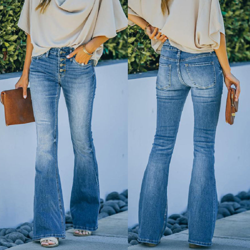 70-talls vintage jeans med høy midje og utsvingte ben