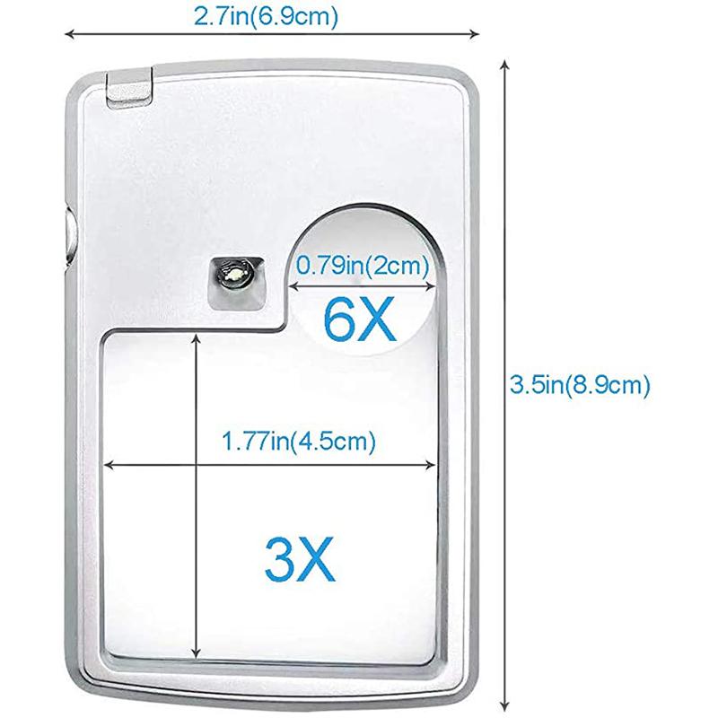 LED kortformet forstørrelsesglass for lesing