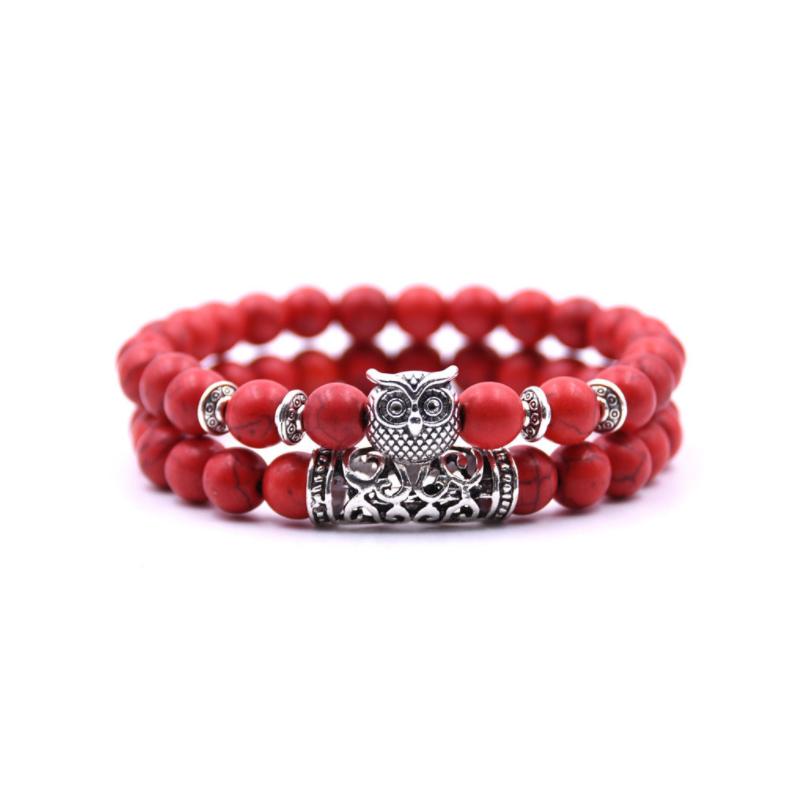 Ugle sjarm naturstein armbånd