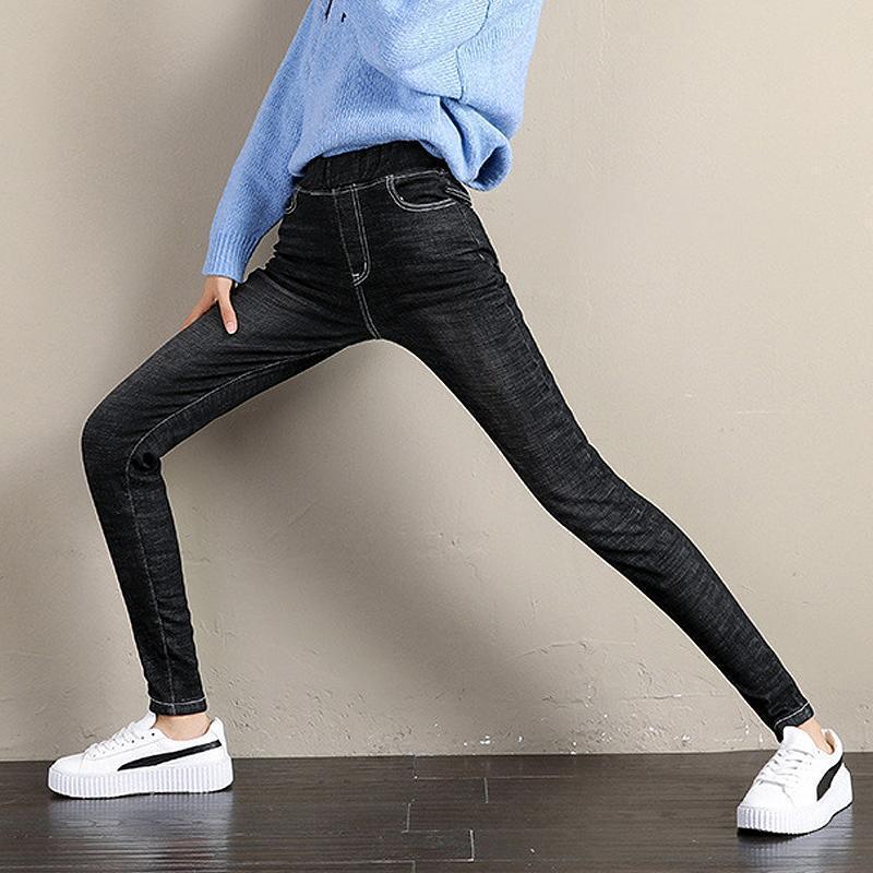 Leggings i Fleecefôret Denim
