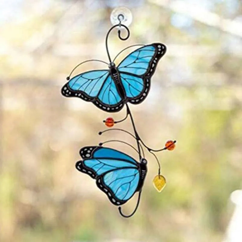 Farget Monarch Butterfly Glass Vindu Dekor