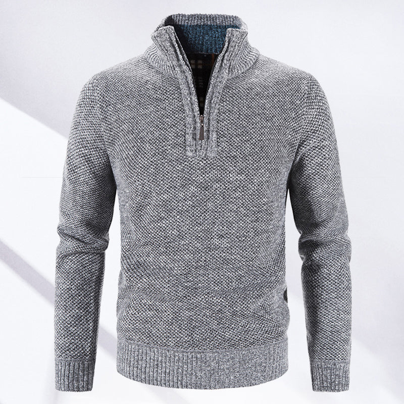 Winter Men's Fleece Sweater Half Turtleneck Knitted Sweaters