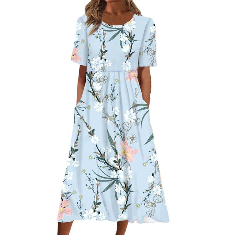 Kortermet kjole med rund hals