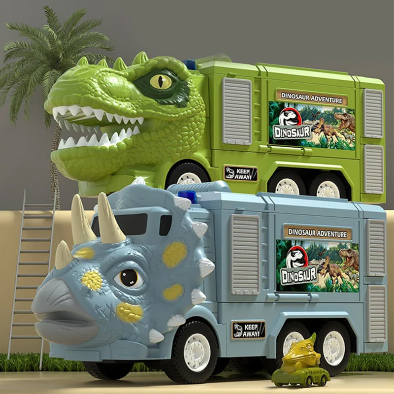 🦖Nytt Dinosaur Transforming Engineering Truck Track-lekesett med lys og musikk