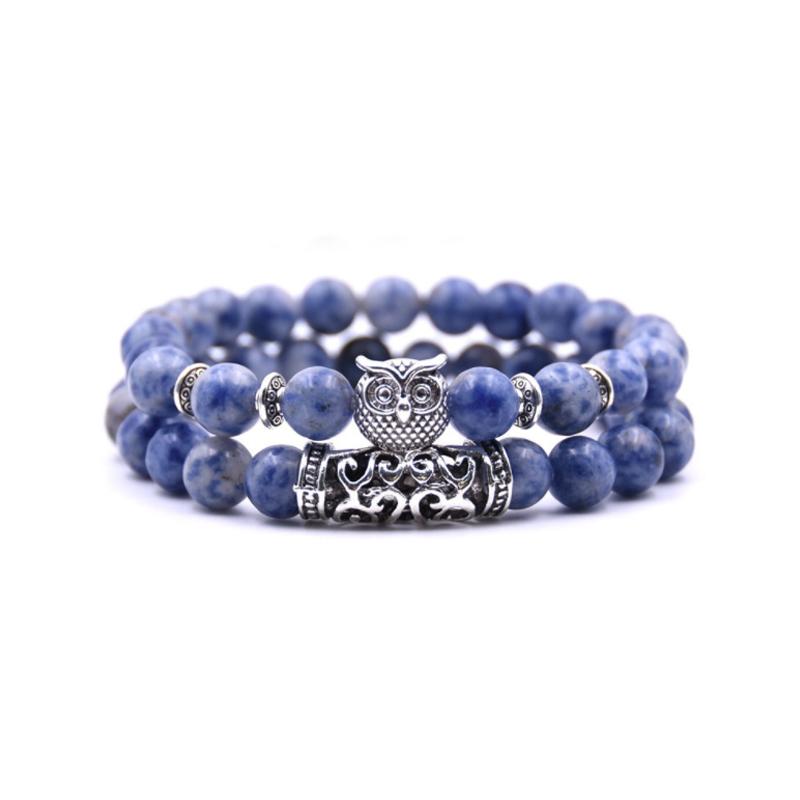 Ugle sjarm naturstein armbånd