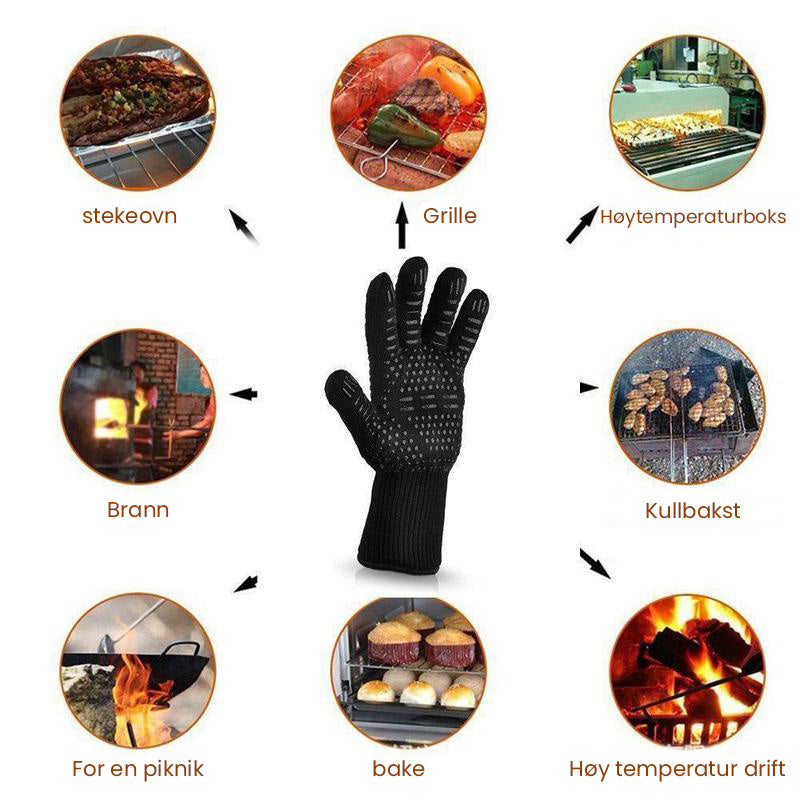 BBQ-varme og kuttbestandige hansker