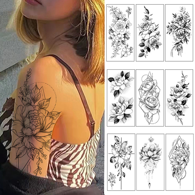 Skisse Blomster tatoverings klistremerker