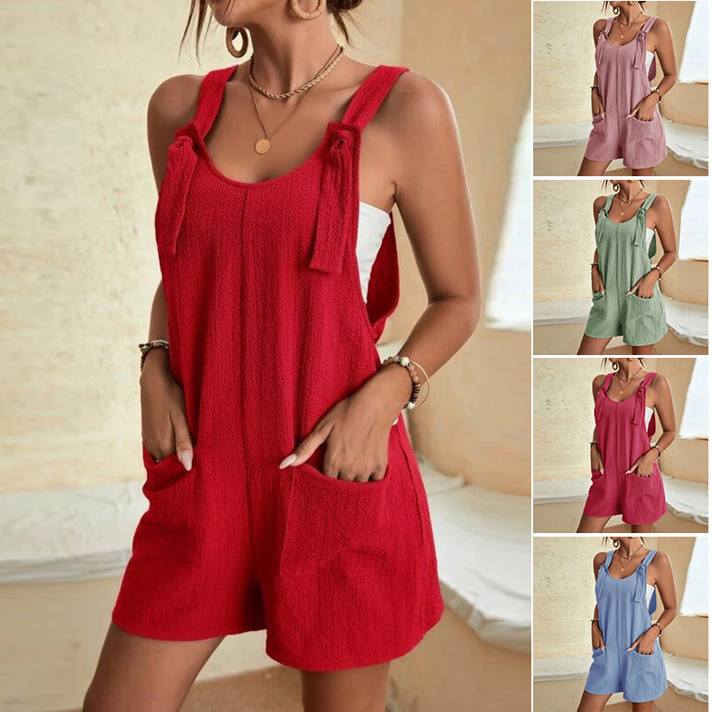 Stilig uformelle u-hals korte jumpsuits for kvinner