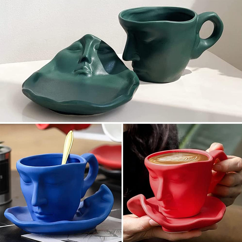 Metall Berøre ansiktet Kreativ keramisk Kiss kaffekrus