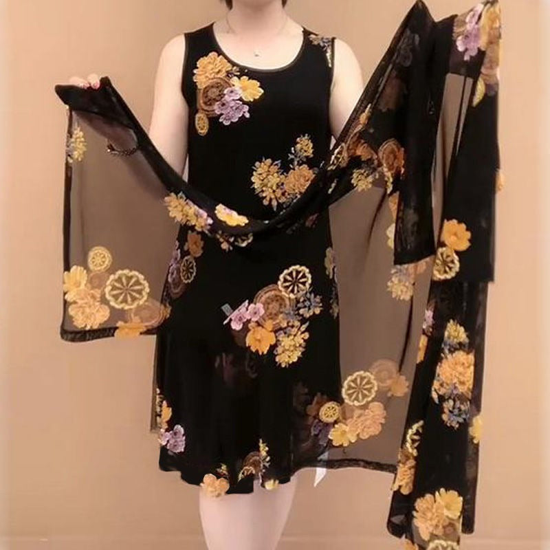 kjole med blomstertrykk for kvinner