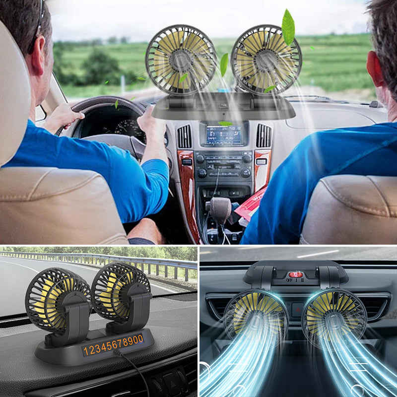 Automatisk kjølevifte med to hoder for automatisk luftsirkulasjon i bilen