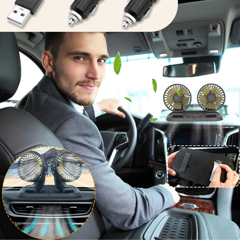 Automatisk kjølevifte med to hoder for automatisk luftsirkulasjon i bilen
