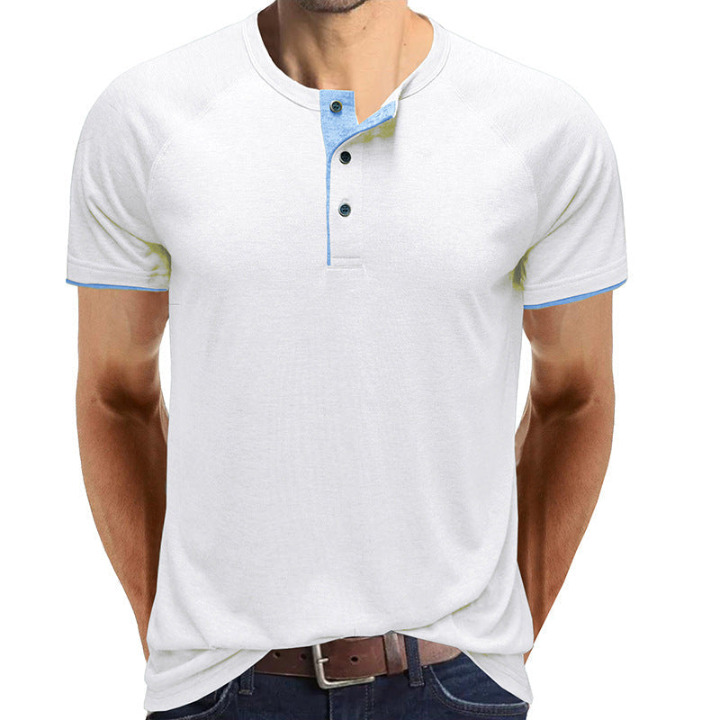 Henley Collar sommer T-skjorte for menn