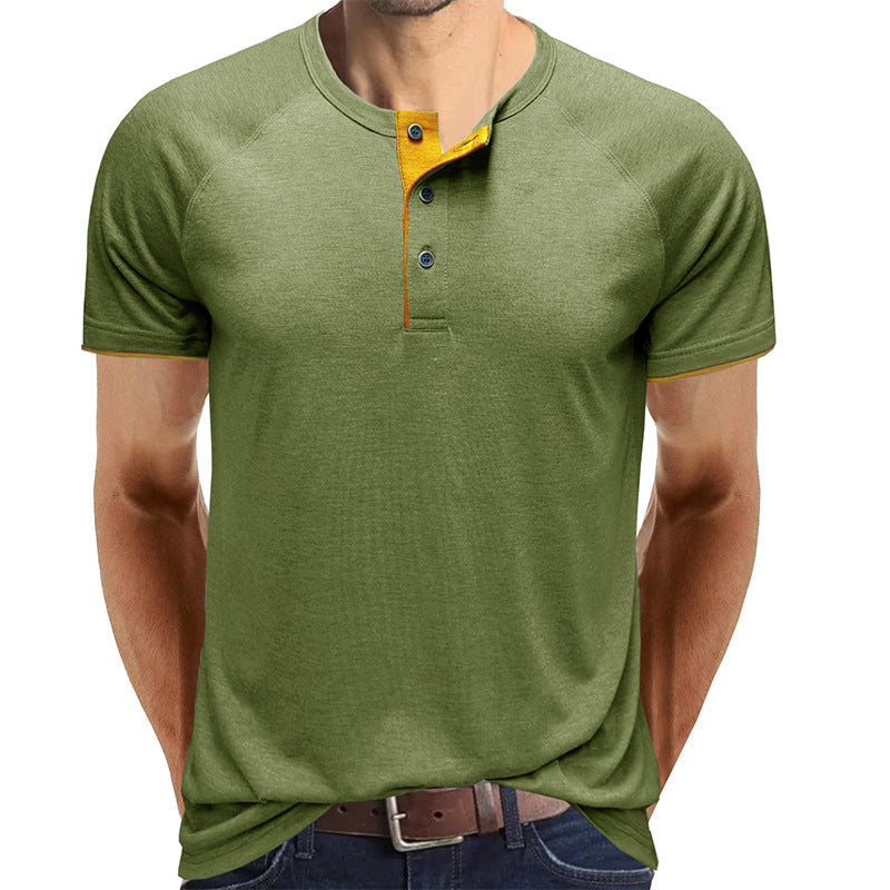 Henley Collar sommer T-skjorte for menn