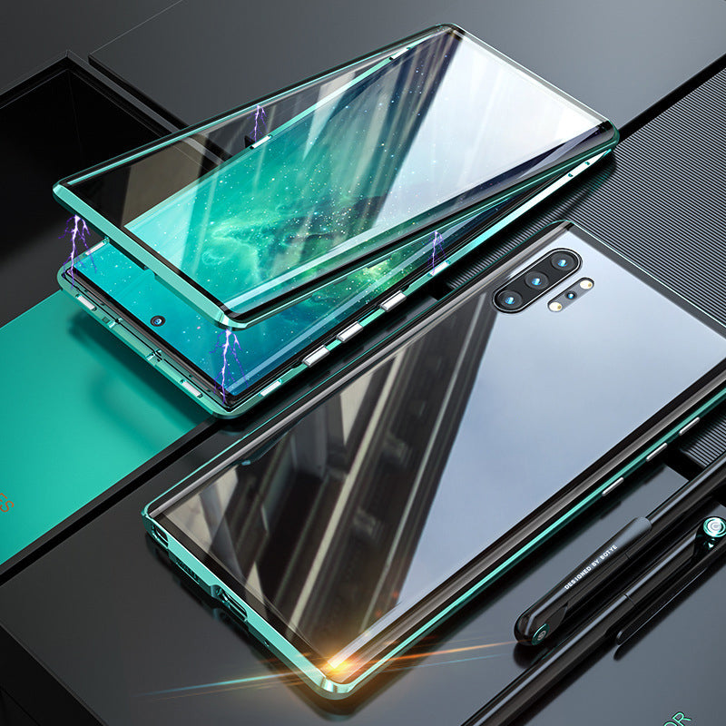 Magnetisk herdet glass Dobbeltsidig telefonveske til Samsung og iPhone
