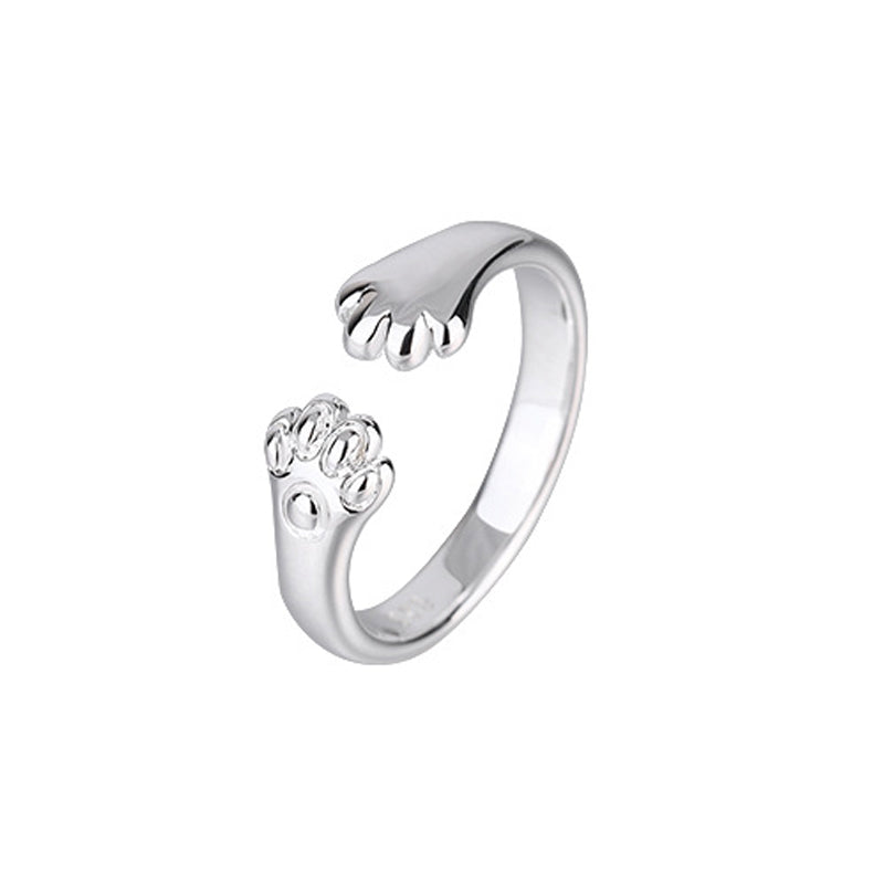 Hund Katt Bear Paw Open Justerbar Ring