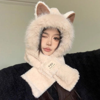 Søt Fox Ears 2-i-1 lue og skjerf